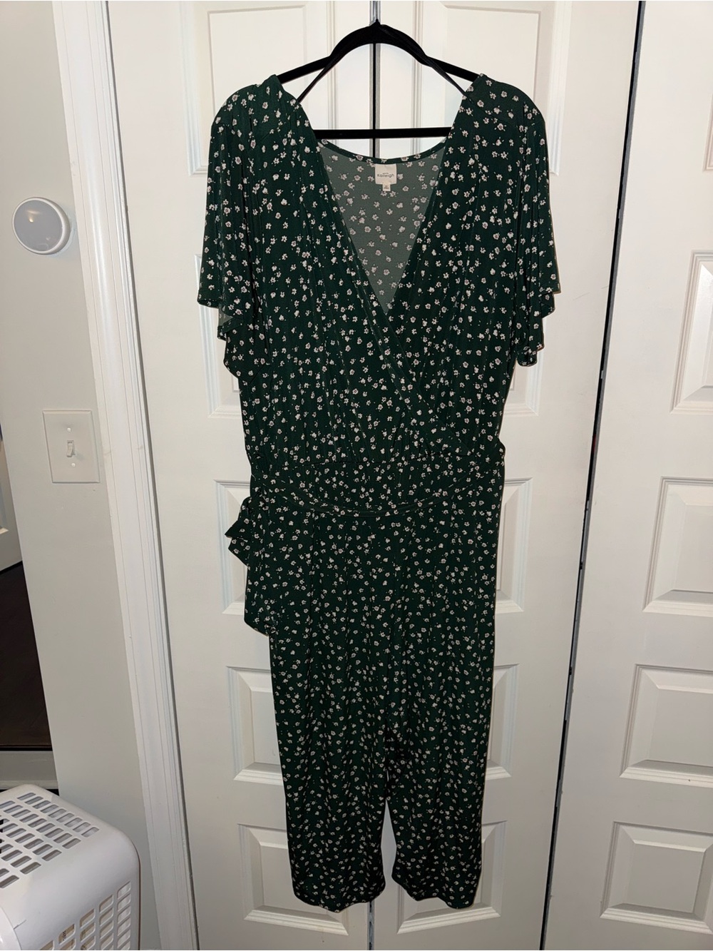 Kaileigh Dark Green Floral V-Neck Jumpsuit